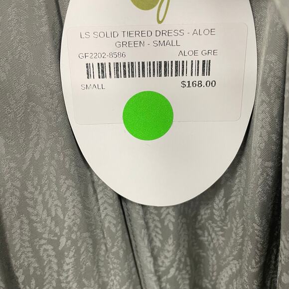 NWT Gentle Fawn Tiered Ruffle Tie Neck Aloe Green Foliage Print Maxi Dress Small - Picture 6 of 8